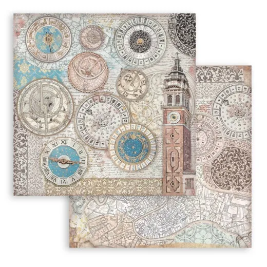 Stamperia 2-seitiges 12x12 Designpapier - Venice City of Art - Bell Tower