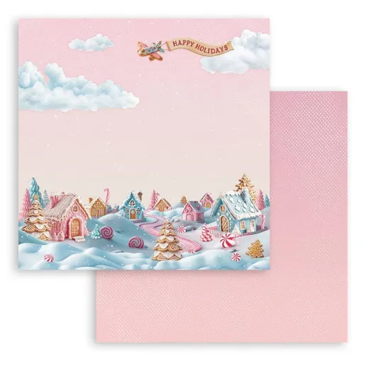 Stamperia 2-seitiges 12x12 Designpapier - Candy Christmas - Village