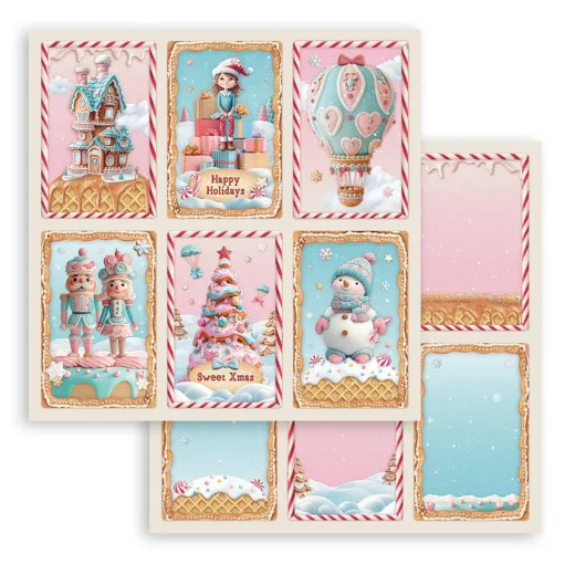 Stamperia 2-seitiges 12x12 Designpapier - Candy Christmas - 6 cards