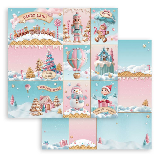 Stamperia 2-seitiges 12x12 Designpapier - Candy Christmas - Cards