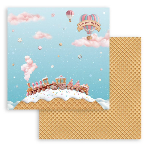 Stamperia 2-seitiges 12x12 Designpapier - Candy Christmas - Train