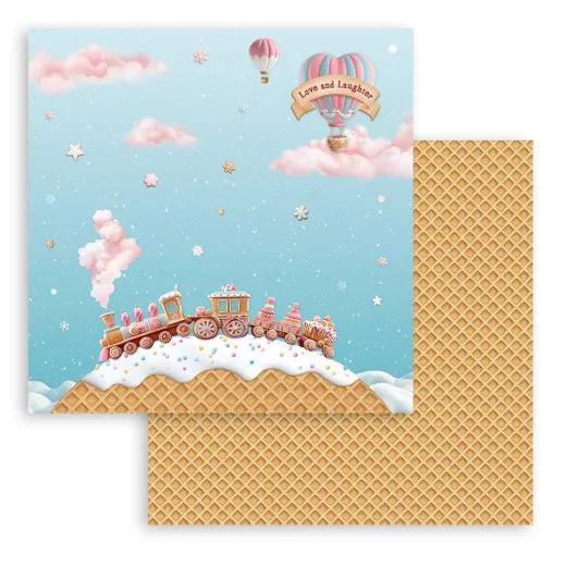 Stamperia 2-seitiges 12x12 Designpapier - Candy Christmas - Train