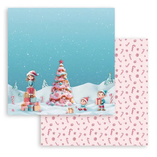 Stamperia 2-seitiges 12x12 Designpapier - Candy Christmas - Tree