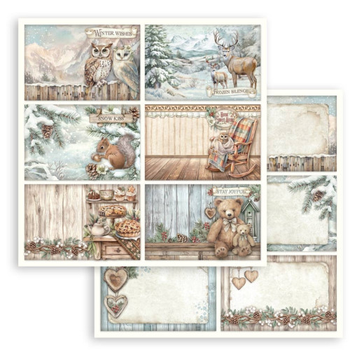 Stamperia 2-seitiges 12x12 Designpapier - The Owl's House - 6 Postcards