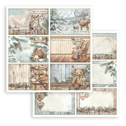 Stamperia 2-seitiges 12x12 Designpapier - The Owl's House - 6 Postcards