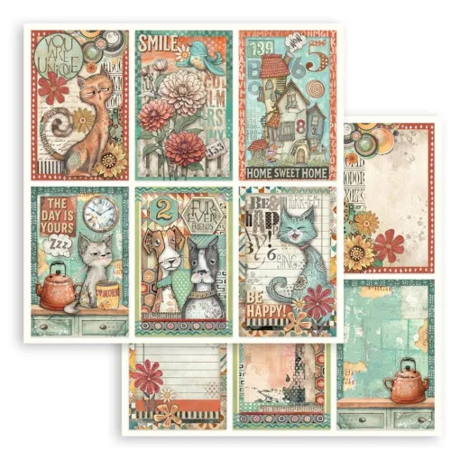 Stamperia 2-seitiges 12x12 Designpapier - Furry Friends - 6 Cards