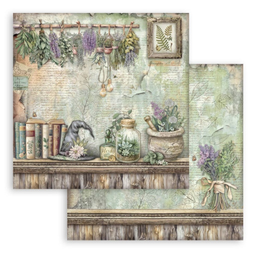 Stamperia 2-seitiges 12x12 Designpapier - Herbarium Silvae - Lavender