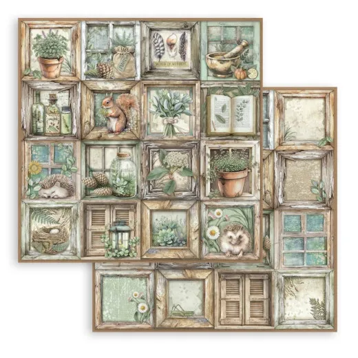 Stamperia 2-seitiges 12x12 Designpapier - Herbarium Silvae - Frames