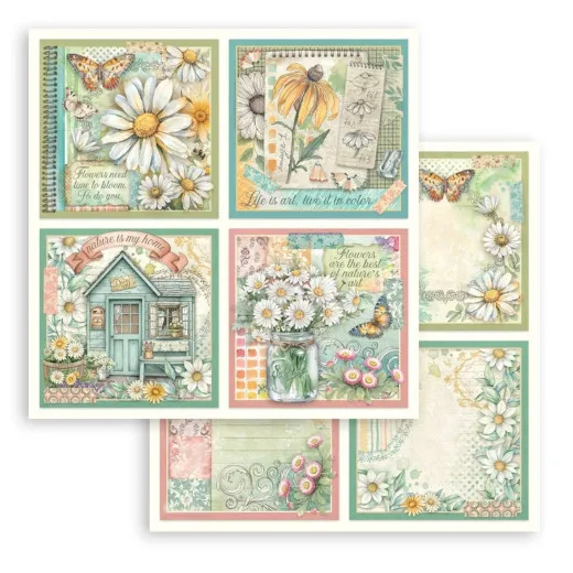 Stamperia 2-seitiges 12x12 Designpapier - Daisy Art - 4 Cards