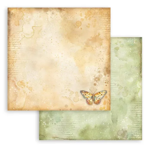 Stamperia 2-seitiges 12x12 Designpapier - Ochre Pattern with Butterfly
