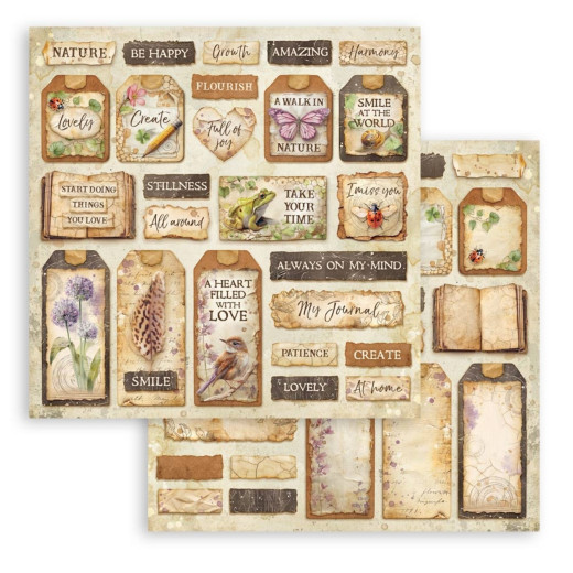 Stamperia 2-seitiges 12x12 Designpapier - All Around - Tags