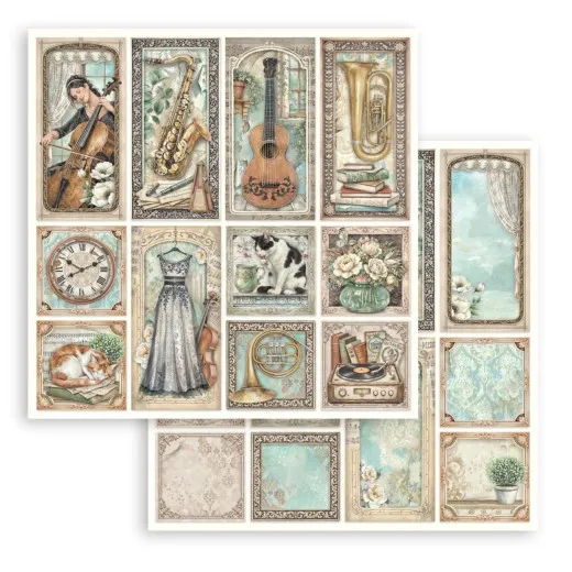 Stamperia 2-seitiges 12x12 Designpapier - Symphony - Mixed Cards