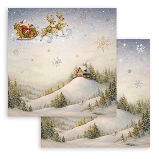 Stamperia 2-seitiges 12x12 Designpapier - Silent Night - Santa Claus Sleigh