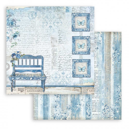 Stamperia 2-seitiges 12x12 Designpapier - Blue Land - Bench