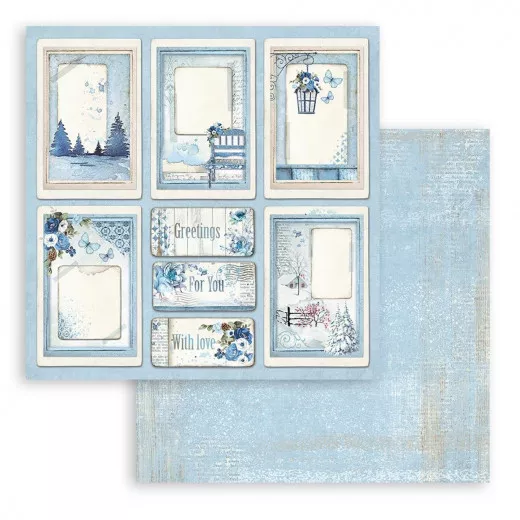 Stamperia 2-seitiges 12x12 Designpapier - Blue Land - Cards