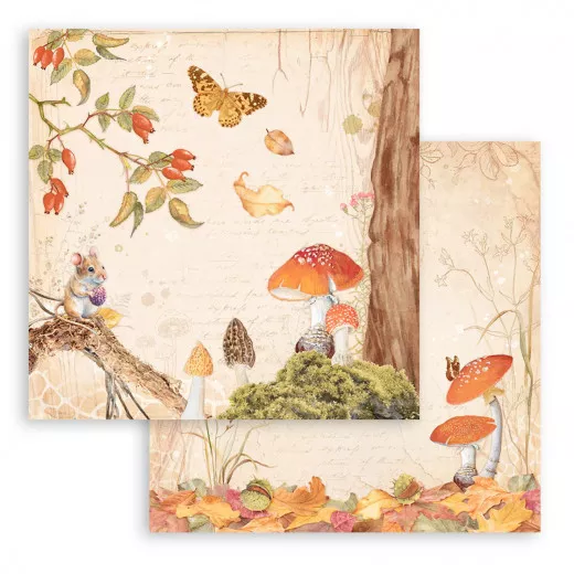 Stamperia 2-seitiges 12x12 Designpapier - Woodland - Mushroom