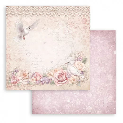 Stamperia 2-seitiges 12x12 Designpapier - Romance Forever - Dove