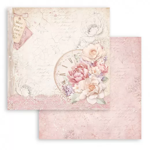 Stamperia 2-seitiges 12x12 Designpapier - Romance Forever - Clock