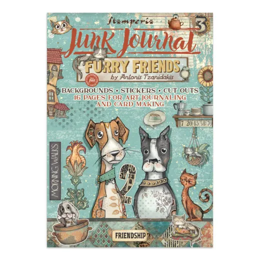 Stamperia - Junk Journal Backgrounds, Stickers, Cut-Outs - Furry Friends