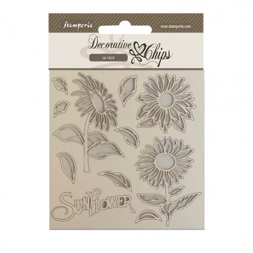 Stamperia Decorative Chips - Sunflower Art - Sunflowers