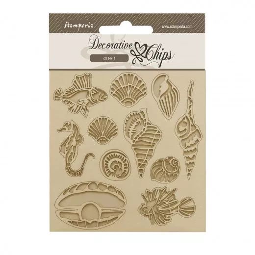 Stamperia Decorative Chips - Songs of the Sea - Shells and Fish