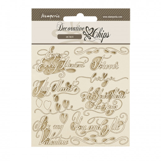 Stamperia Decorative Chips - Romance Forever - Quotes