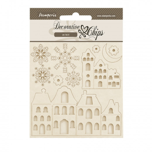 Stamperia Decorative Chips - Gear up for Christmas - Cozy Houses