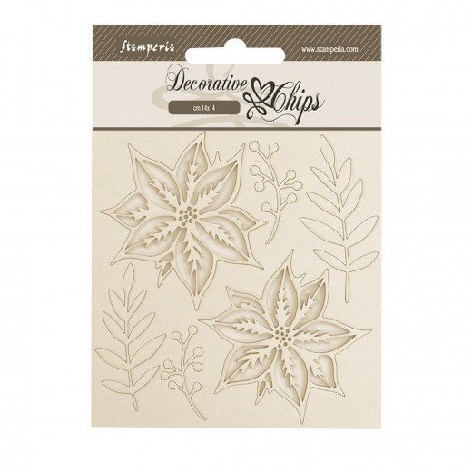 Stamperia Decorative Chips - The Nutcracker - Poinsettia