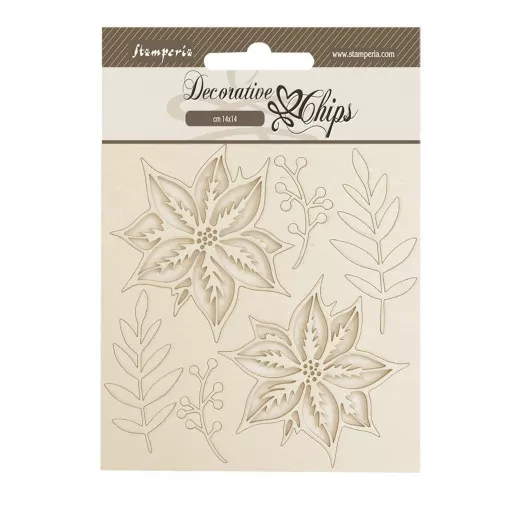 Stamperia Decorative Chips - The Nutcracker - Poinsettia