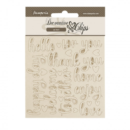 Stamperia Decorative Chips - Golden Harmony - Writings