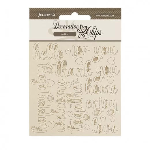 Stamperia Decorative Chips - Golden Harmony - Writings