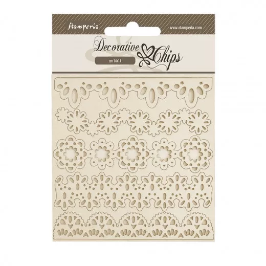 Stamperia Decorative Chips - Old Lace - Lace Borders