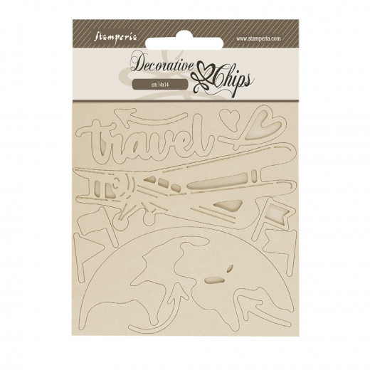 Stamperia Decorative Chips - Art of Travelling - Airplane