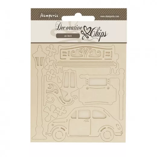 Stamperia Decorative Chips - Art of Travelling - Car