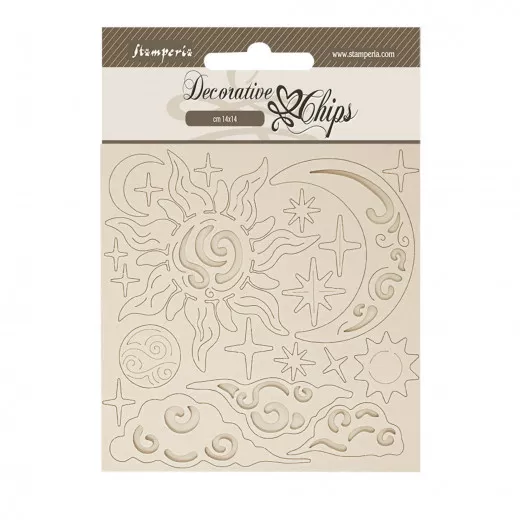 Stamperia Decorative Chips - Masquerade - Sun And Moon