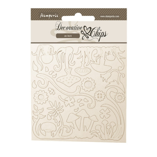 Stamperia Decorative Chips - Hidden Grove - Grass and Mushrooms