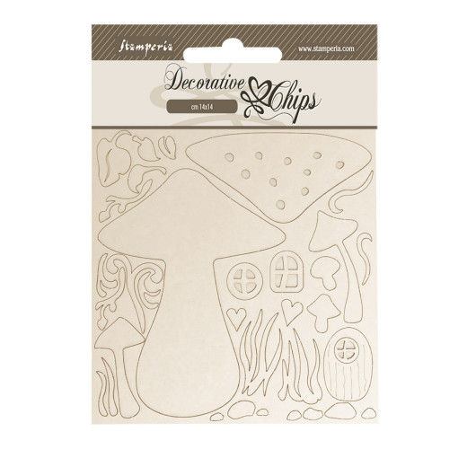 Stamperia Decorative Chips - Hidden Grove - Mushrooms