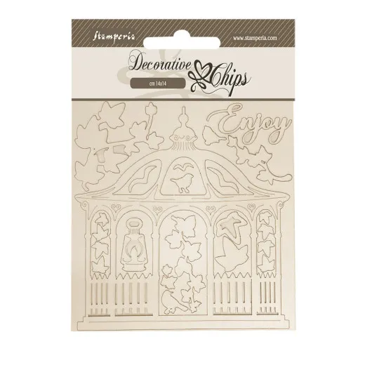 Stamperia Decorative Chips - House of Roses - Gazebo