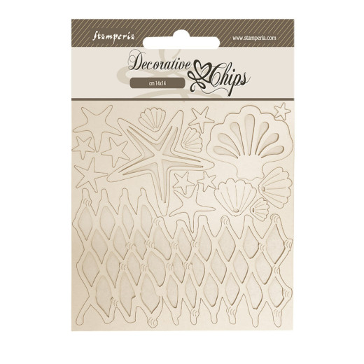 Stamperia Decorative Chips - Silent Sea - Sheels and Net