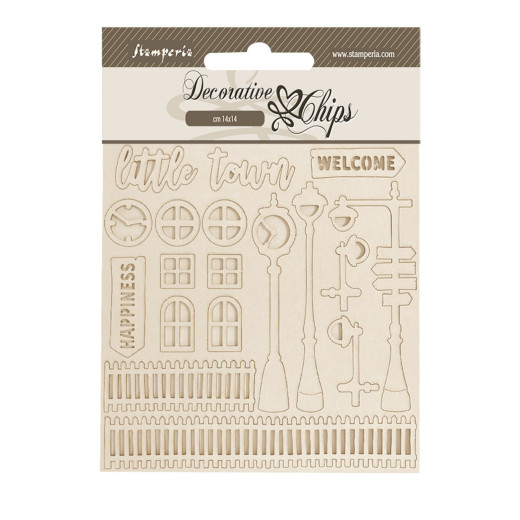 Stamperia Decorative Chips - Silent Sea - Little Town