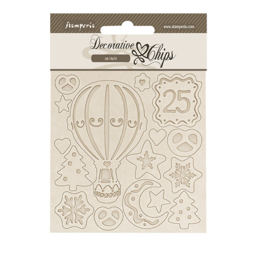 Stamperia Decorative Chips - Candy Christmas - Air Balloons