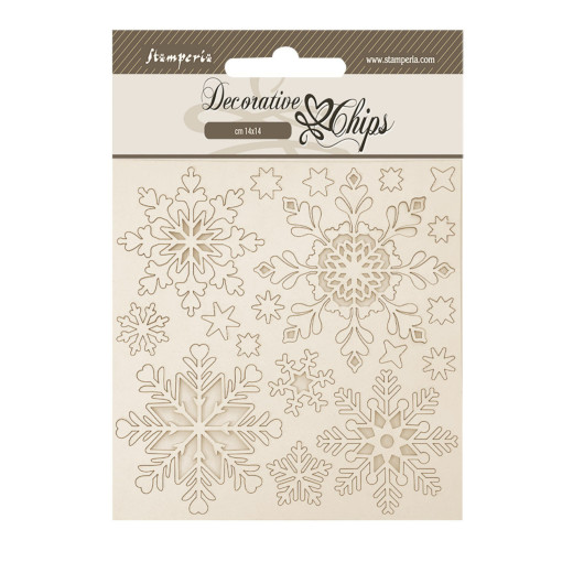Stamperia Decorative Chips - The Owl's House - Snowflakes
