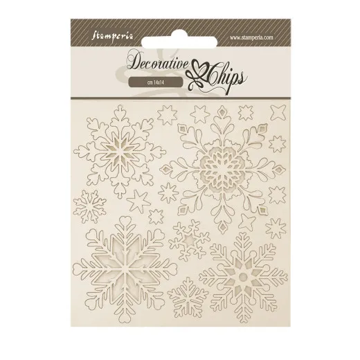 Stamperia Decorative Chips - The Owl's House - Snowflakes