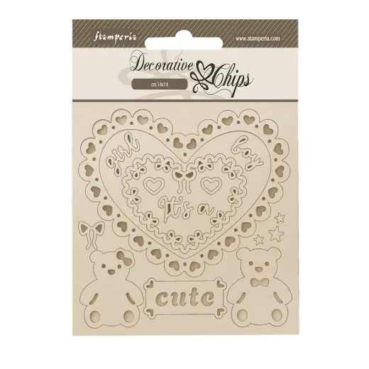 Stamperia Decorative Chips - Baby - Heart and Bears