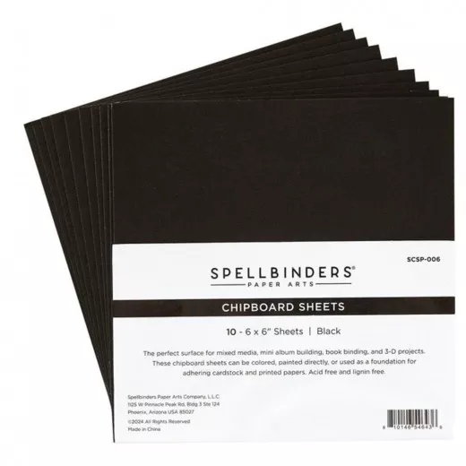 Black 6x6 Inch Chipboard Sheets