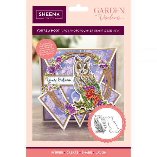 Clear Stamp & Cutting Die - Sheena Douglass - Garden Visitors - Youre a Hoot!