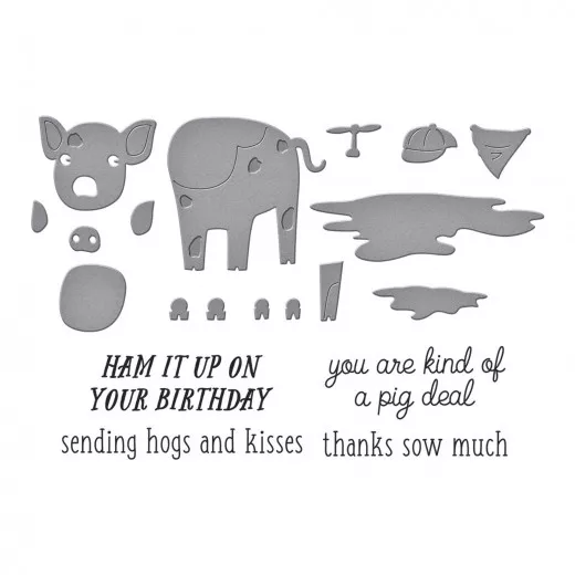 Spellbinders Clear Stamp & Die Set - Ham It Up