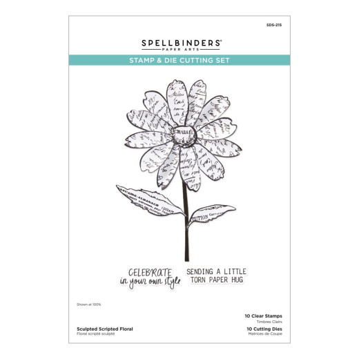Spellbinders Clear Stamp & Die Set - Beautifully Imperfect - Sculpted Scripted Floral