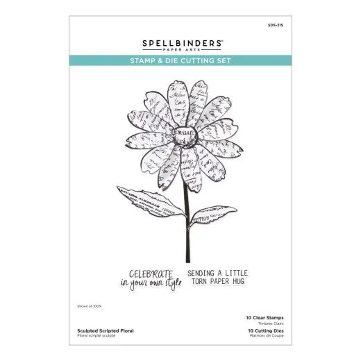 Spellbinders Clear Stamp & Die Set - Beautifully Imperfect - Sculpted Scripted Floral