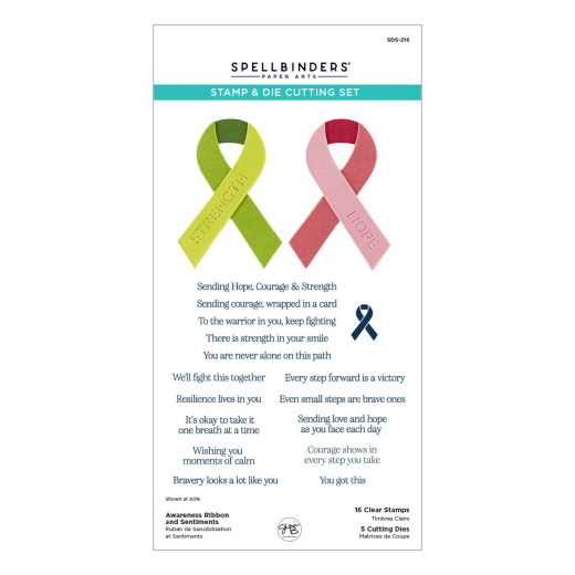 Spellbinders Clear Stamp & Die Set - We All Have Baggage - Awareness Ribbon and Sentiments by Sheri Ballantyne